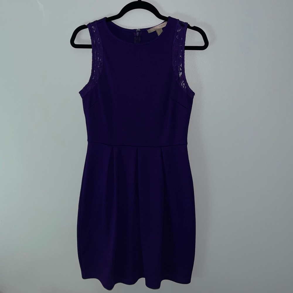Purple skater dress with lace detailing